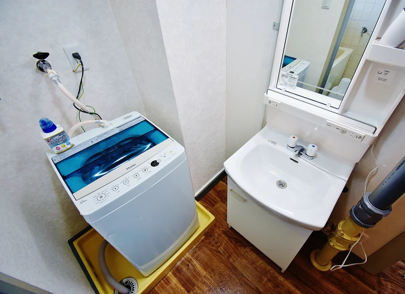 独立洗面台、洗濯機も完備‼タオル、ドライヤー、歯ブラシ、ボディタオルも揃えてるのは香川県観音寺市マンスリーマンションだけ♪