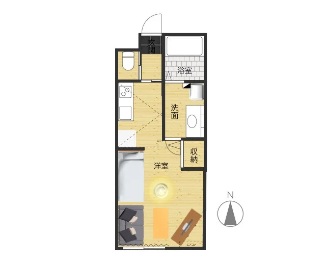 南向きで開口部大きい御部屋！　南向きで日当たりの良いお部屋となっております。　バストイレ別、独立洗面台付き！