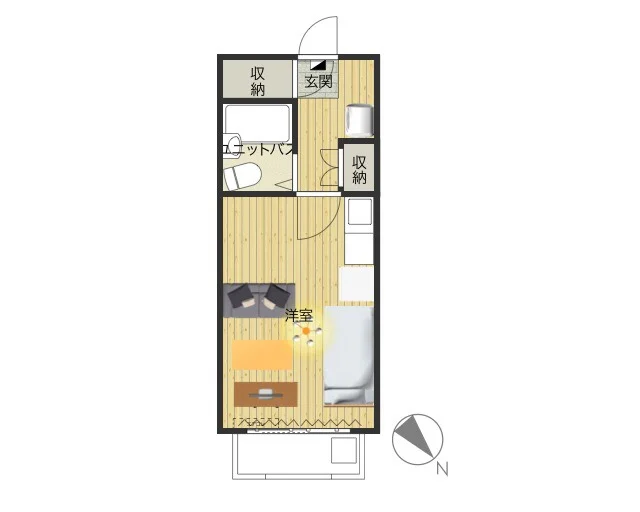 有線ネット無料！収納スペースあり　バルコニーあり！　一人暮らしには十分な広さの１Kの間取り！