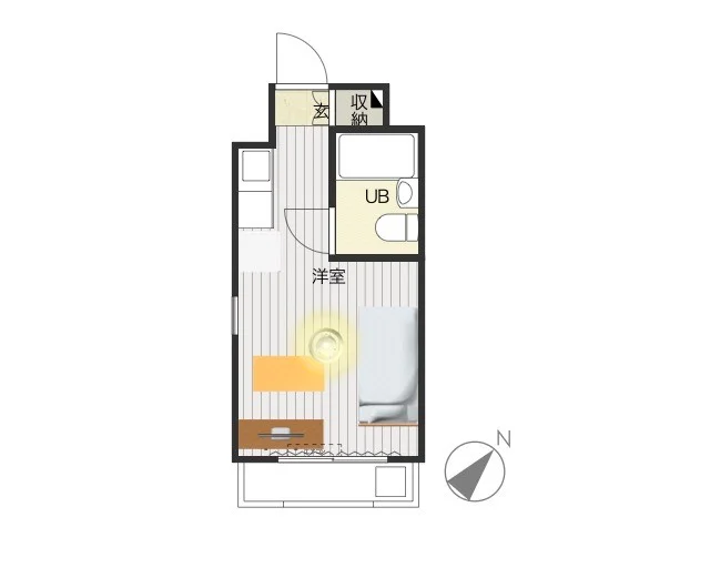 間取り図　収納スペースもしっかりとあり！　バルコニー付きで大きな窓があり　光を取り込みやすい明るいお部屋！　