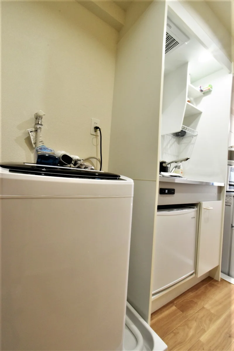 室内洗濯機により　洗濯可能で長期滞在にオススメ♪