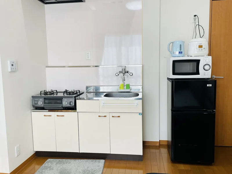 ２口コンロ付♪スーパーで食材を買ってきたらすぐにお料理に取り掛かれます！