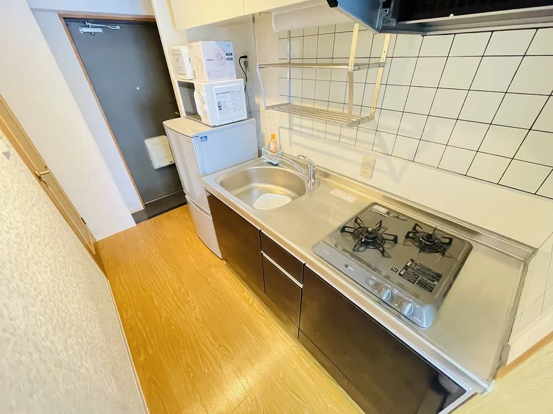 ２口コンロ付♪スーパーで食材を買ってきたらすぐにお料理に取り掛かれます！