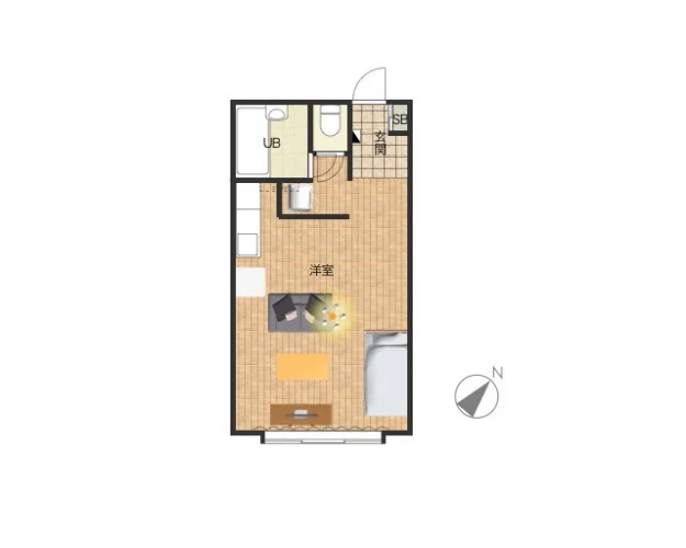 セパレートタイプの１Rタイプのお部屋です。 洋室が広々とお使いいただけます！一人暮らしに必要な家具家電がそろっています。