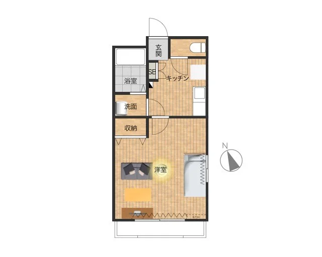 セパレートタイプの１Kタイプのお部屋です。　バストイレ別で　窓が多く光を取り入れやすい明るいお部屋です！