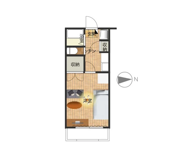 バストイレ別の物件！　収納スペース確保された　バルコニー付きのお部屋！