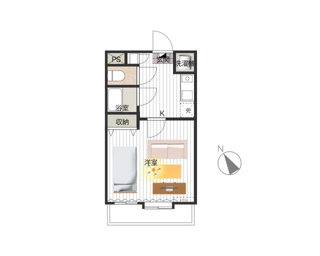 バストイレ別でバルコニーもあるマンスリーマンション！　収納スペースも確保された　一人暮らしにちょうど良い大きさのお部屋です！