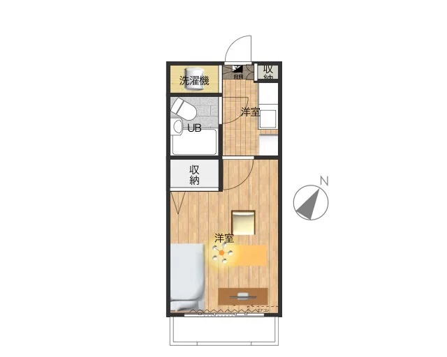 バルコニーあり・エアコン付き！　収納スペースあり！　日当たりよく明るいお部屋で一人暮らしにいい広さのお部屋！