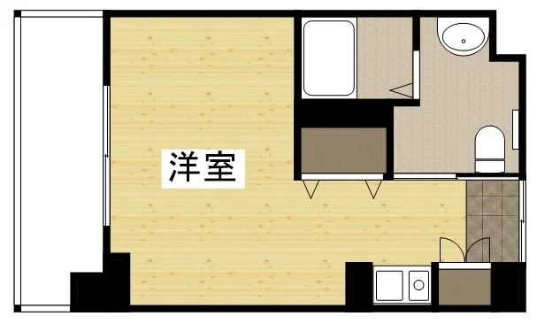 【間取図】大人気の1Kタイプ香川丸亀ウィークリーマンション♪広々使えて香川丸亀人気格安マンスリーマンション★
