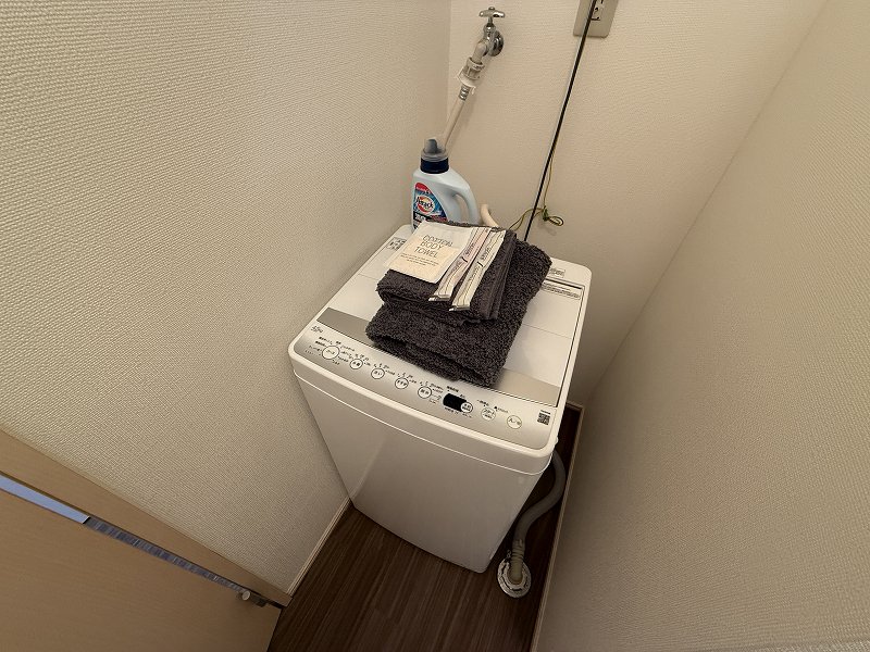 独立洗面台、洗濯機も完備‼タオル、ドライヤー、歯ブラシ、ボディタオルも揃えてるのは岐阜各務ヶ原市マンスリーマンションだけ♪