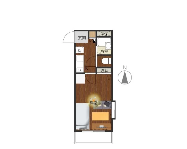 南向きバルコニーあり！　バストイレ別で収納スペースもございます♪