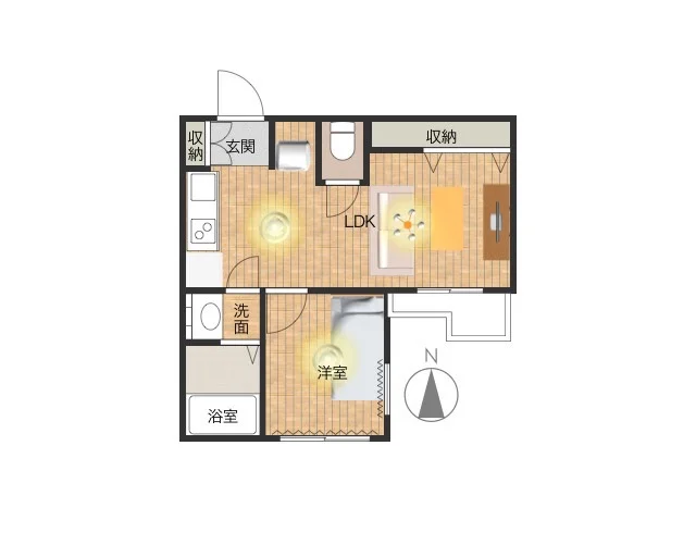 バルコニーあり！　広々と使える１LDKで　複数名での入居可能です！　風呂トイレ別・独立洗面台あり♪