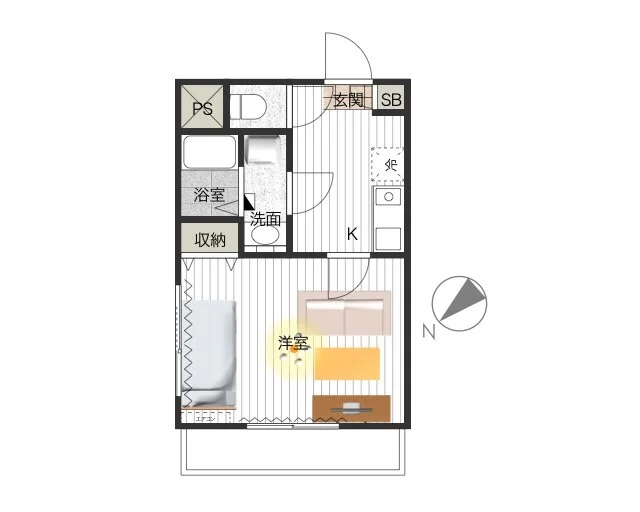 バルコニーあり！　バストイレ別・独立洗面台付きで設備充実！　収納スペースもあり！