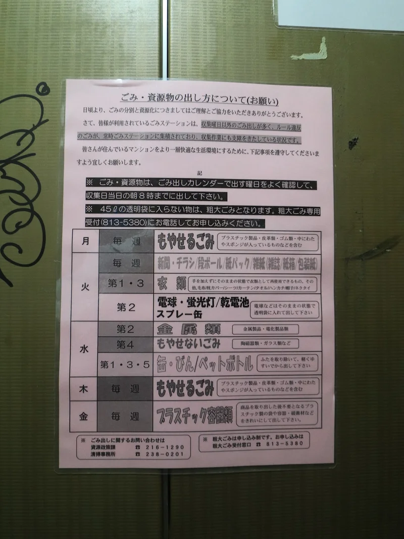 ゴミ捨て案内（拡大）