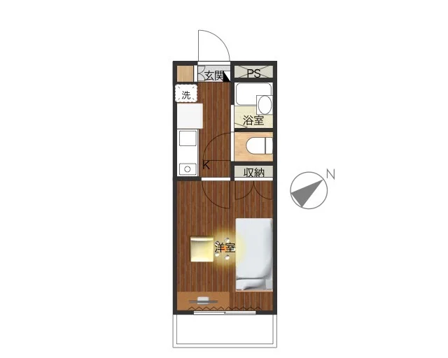 セパレートタイプの１Kタイプのお部屋です。　一人暮らしには十分な広さで生活していただきやすいお部屋です！