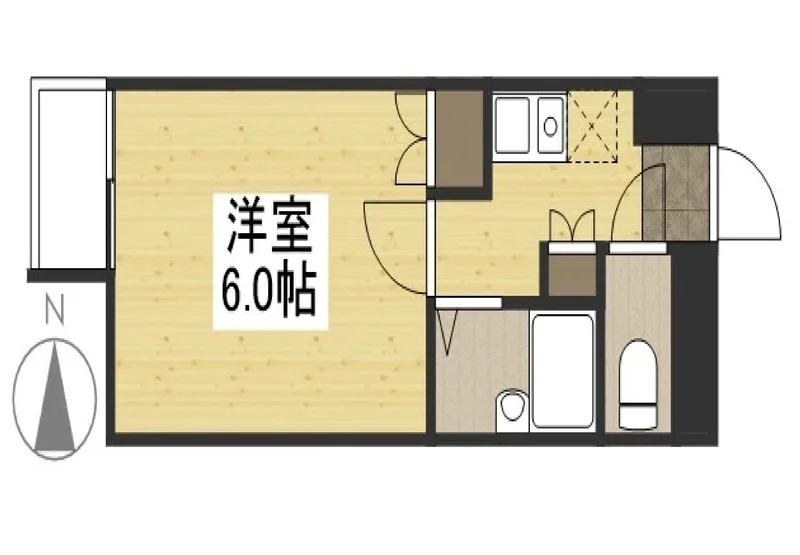 【間取図】大人気の1Kタイプ富山駅前ウィークリーマンション♪広々使えて富山駅前人気格安マンスリーマンション★