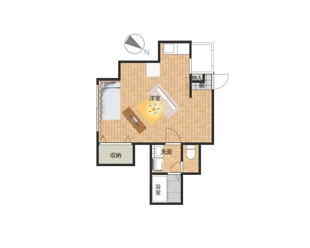 天井高の独立洗面台付　バストイレ別！　収納スペースも大きくあり　長期の滞在でも安心です！