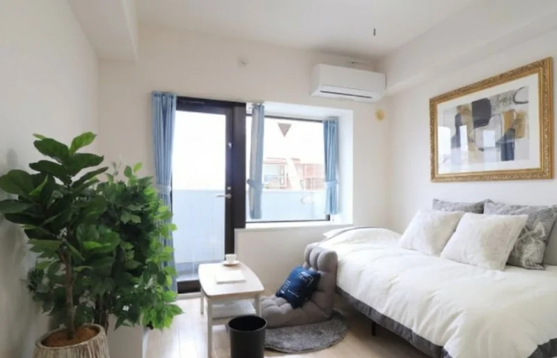 出窓がある１Kタイプのお部屋です。　光を取り入れやすい明るい室内！　格安で経費削減も可能なので法人様にもおすすめ♪※植木と額は写真用です。