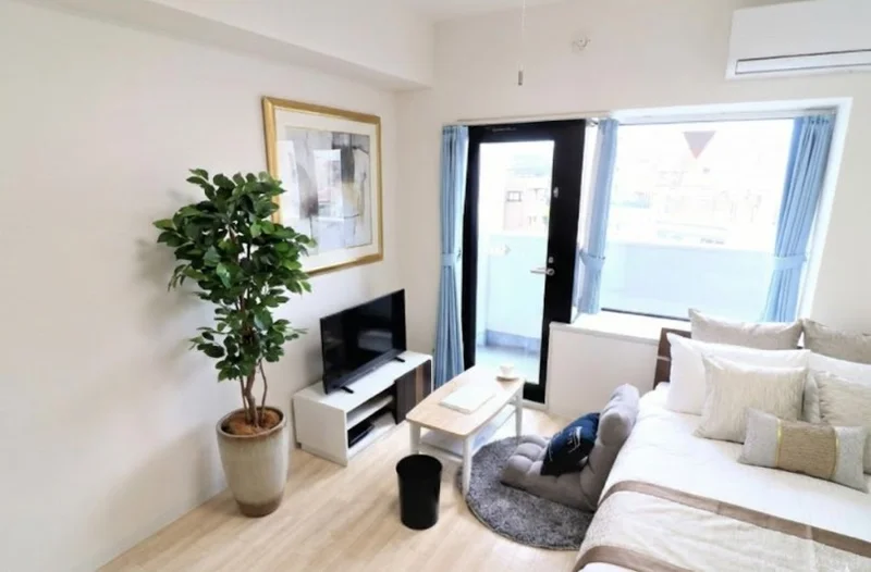 窓が広いので、光を取り込みやすく、室内が明るいです　一人暮らしにちょうどいい広さのお部屋！※植木と額は写真用です。