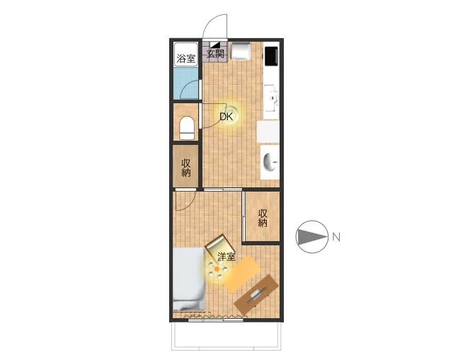 セパレートタイプの１Kタイプのお部屋です。　収納スペースが多いお部屋！　バストイレ別です！