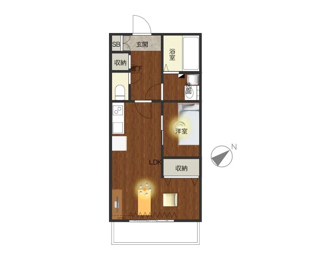 広々とした１KDKのお部屋で　バルコニーあり！　収納スペースが多いのが嬉しいポイントです！　寝室別で夜はゆっくりとお休みいただけます♪