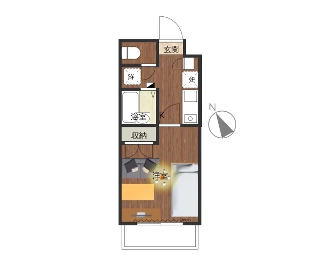 バルコニーあり！　バストイレ別が嬉しい一人暮らしに十分な広さの１Kのお部屋となっております。