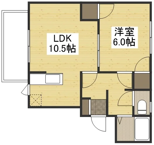 【間取図】大人気の1LDKタイプ岐阜県岐阜市ウィークリーマンション♪広々使えて岐阜県岐阜市人気格安マンスリーマンション★