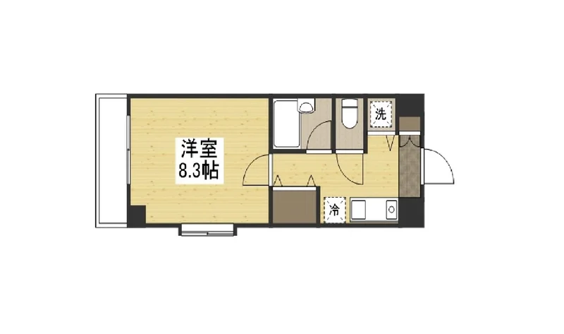 Kマンスリー岡山イオンモール前205 号室の間取。