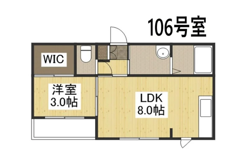 広いLDKの他に、WICまで完備となります。シャーメゾンの長期滞在、中期滞在型マンスリーマンションとなります。