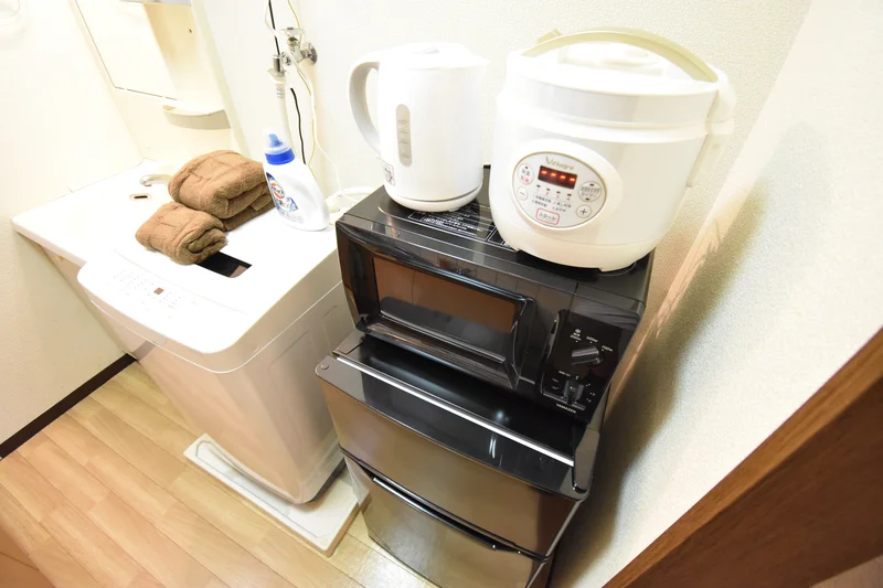 【家電画像イメージ】テレビ、洗濯機、冷蔵庫は完備♪福井県越前市(武生ＩＣ)ウィークリーマンションの標準設備で追加料金0円♪人気の理由がここにあります。