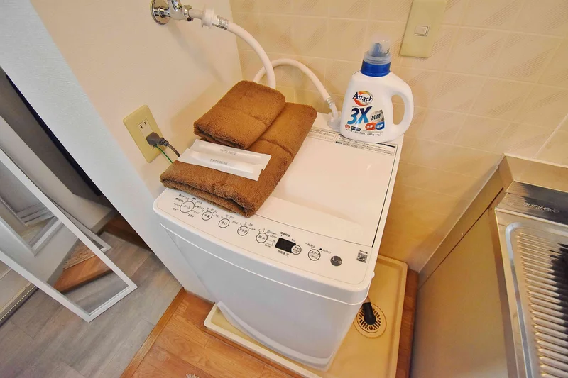 独立洗面台、洗濯機も完備‼タオル、ドライヤー、歯ブラシ、ボディタオルも揃えてるのは岐阜市マンスリーマンションだけ♪