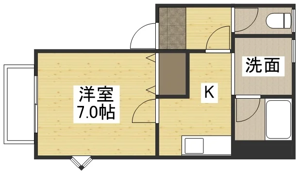 【間取図】大人気の1Kタイプ三重県津市ウィークリーマンション♪広々使えて三重県津市人気格安マンスリーマンション★