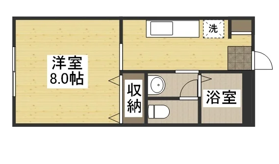 【間取図】大人気の1Kタイプ岐阜各務ヶ原ウィークリーマンション♪広々使えて岐阜各務ヶ原人気格安マンスリーマンション★