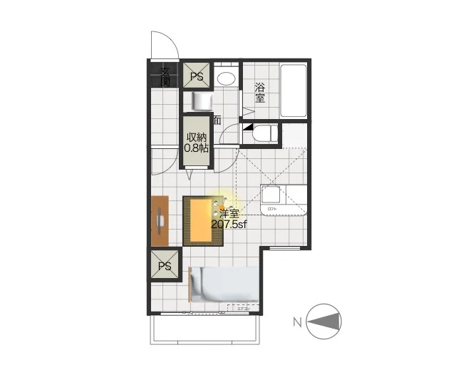 ロフト付きでキッチンと洋室が1つになった1Rタイプのお部屋で、洋室が広いのが特徴です。脱衣所には独立洗面台もあり、風呂トイレ別でシャワートイレ機能付きと、一人暮らしに欲しい機能が一通り準備された部屋となっております。(*’ω’*)