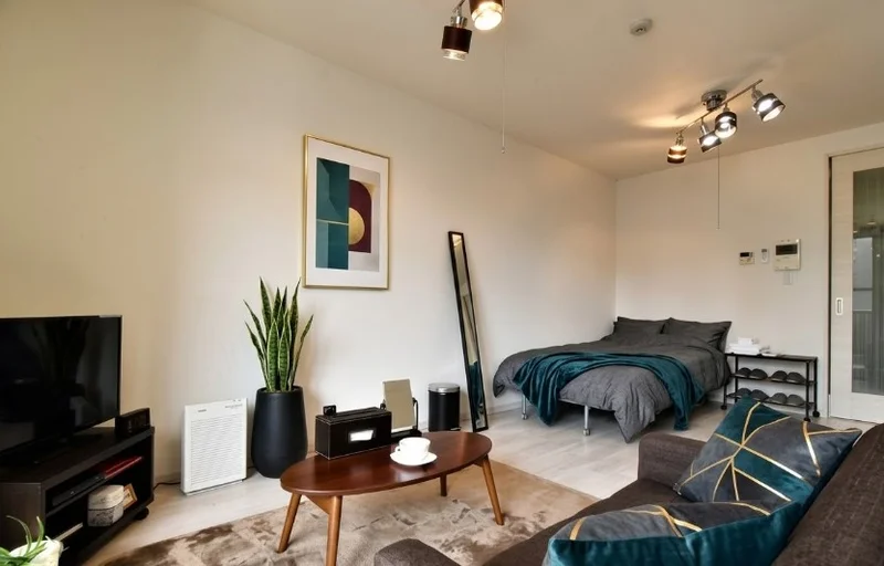 ソファ付きで　　暖かさのある家具家電充実している出張にオススメな駅近部屋！　ビジネスホテルより割安で長期滞在でも安心！※植木と額とクッションなどの装飾は写真用です。