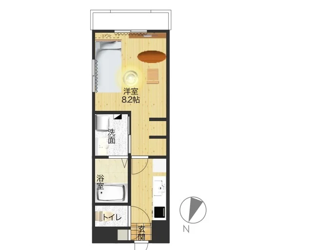 バルコニー付きの　バストイレ別が嬉しい　独立洗面台付きのお部屋です！　充実の１Kで一人暮らしに十分な広さのお部屋です！