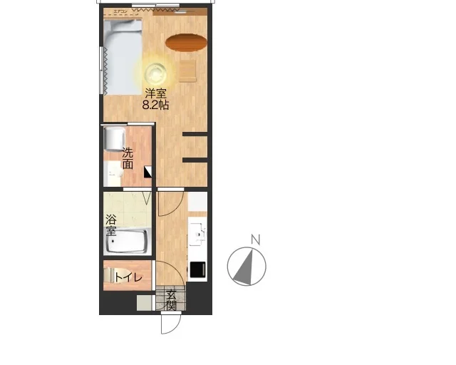 バストイレ別が嬉しい　独立洗面台付きのお部屋です！　充実の１Kで一人暮らしに十分な広さのお部屋です！