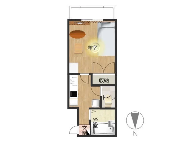 南向きの角部屋　バルコニーあり！　バストイレ別の家具家電付きマンスリーマンション♪