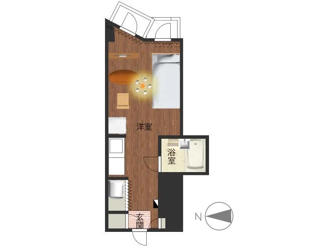 出張や研修などにもオススメなホテルに比べ格安でご利用可能！　洋室広々ご利用いただける１R！