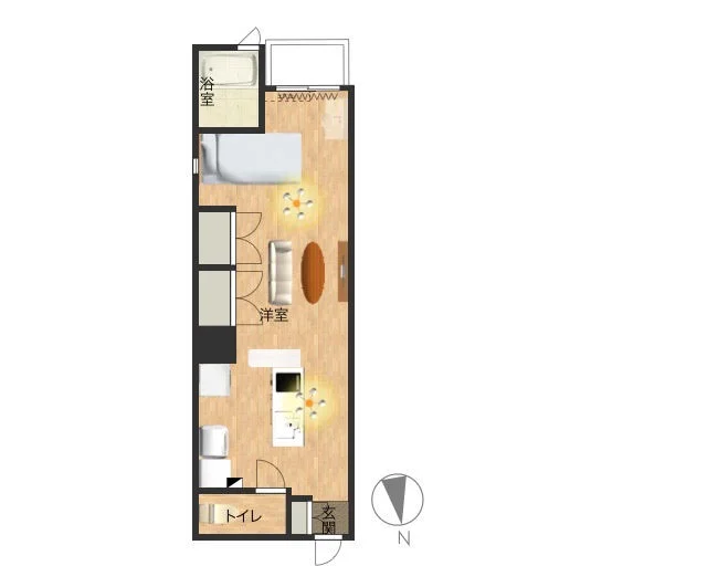 角部屋・南向きで高層階！　日当たり良好♪　バストイレ別で　洋室が広々ご利用いただける１Rタイプのお部屋です。