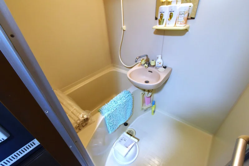 洗剤類が豊富で　ボディータオルなどもあり！　シャンプーリンスーなどもすべて標準品！
