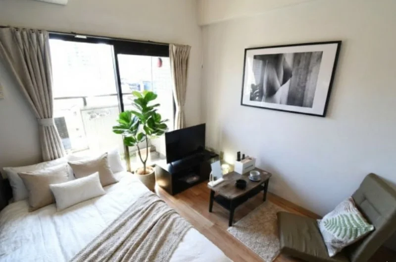 立地抜群なオートロック付でセキュリティ対策ありの安心安全なマンスリーマンション！※植木と額とクッションは写真用です。