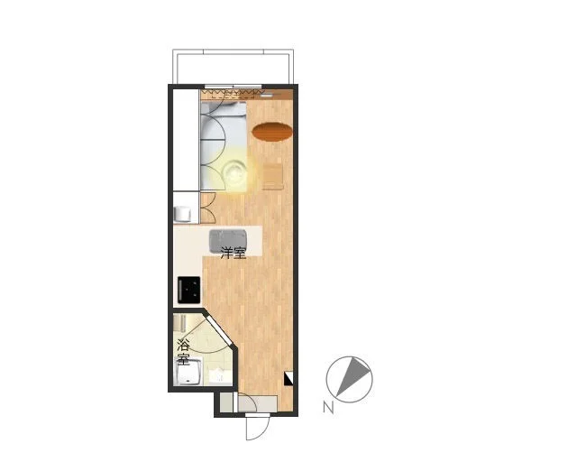 南向きで日当たりも良好なお部屋！　洋室広々お使いいただける1Rで備品類も標準化されております♪