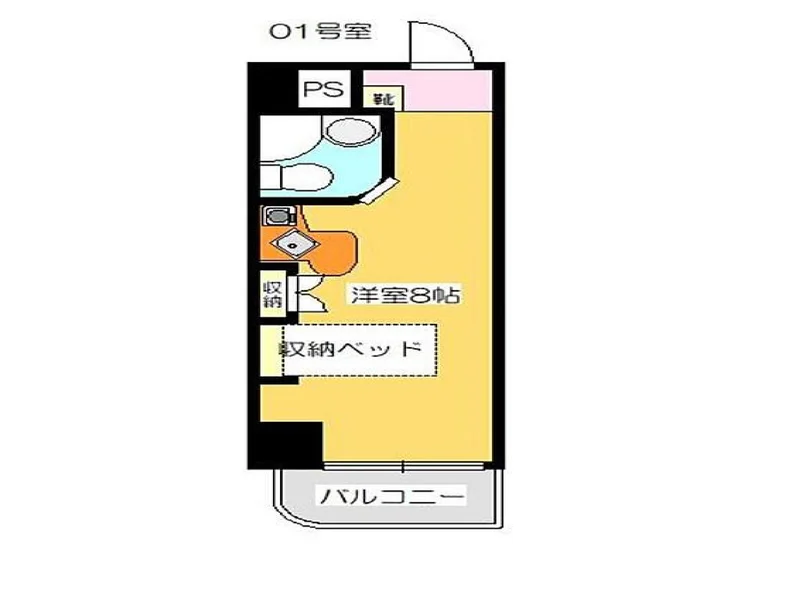 【間取図イメージ】大人気の1Kタイプ高松市ウィークリーマンション♪広々使えて高松市人気格安マンスリーマンション★