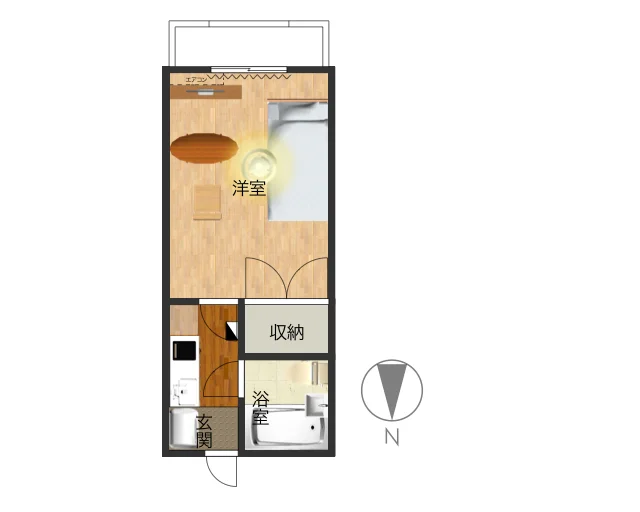 南向きで日当たり良い！バルコニー付き！　収納スペースも確保されている　家具家電が標準品のお部屋！