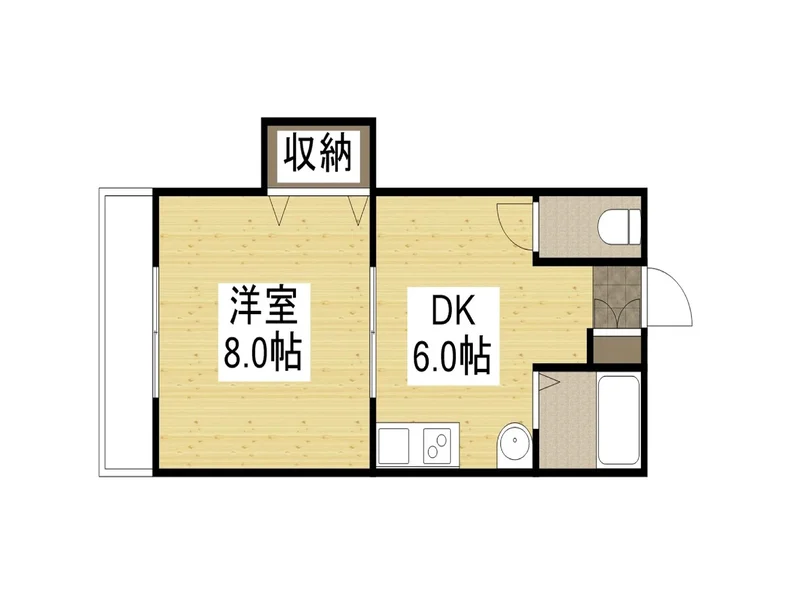 【間取図】大人気の1DKタイプ福井北JCT(北四ツ居)ウィークリーマンション♪広々使えて福井北JCT(北四ツ居)人気格安マンスリーマンション★