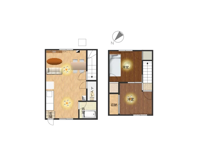 メゾットタイプの2LDK！　ご家族でご利用いただけるのでリフォーム等の間の滞在などにも！