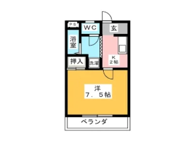【間取図】大人気の1Kタイプ鈴鹿市平田駅(イオン前)ウィークリーマンション♪広々使えて鈴鹿市平田駅(イオン前)人気格安マンスリーマンション★