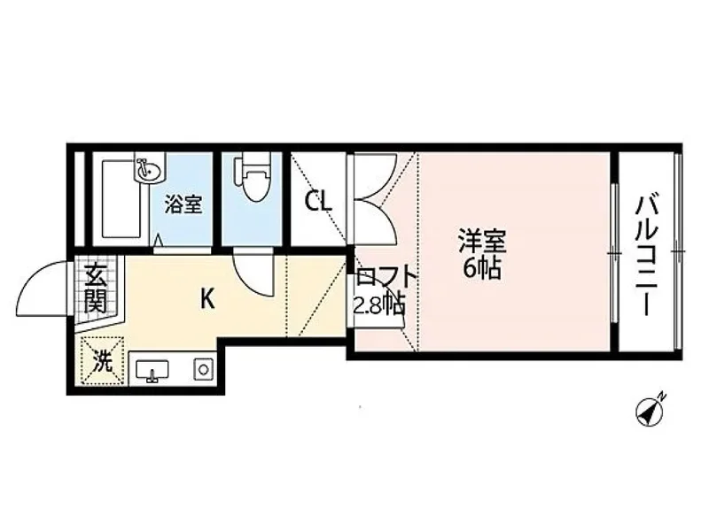 【間取図】大人気の1Kタイプ富山駅前(北口前)ウィークリーマンション♪広々使えて富山駅前(北口前)人気格安マンスリーマンション★