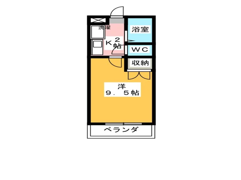 キッチンと居室が分かれた1K構造は、生活臭を寝室に持ち込まない合理的なレイアウト。特に9.5帖という広さは、スーツケースを広げたままにしても生活動線を妨げない、アクティブなビジネスパーソンに最適な設計と言えます。